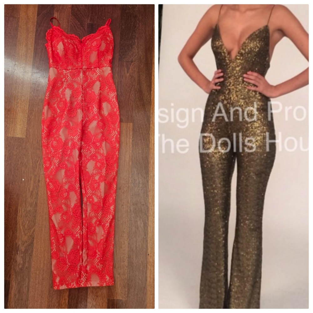 The Dolls House rare red lace Farrah tailored catsuit xxs 0